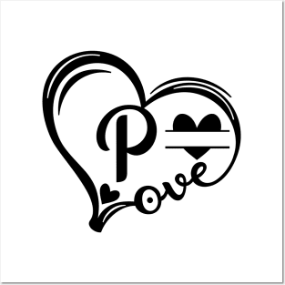 letter p monogram in the shape of love Posters and Art